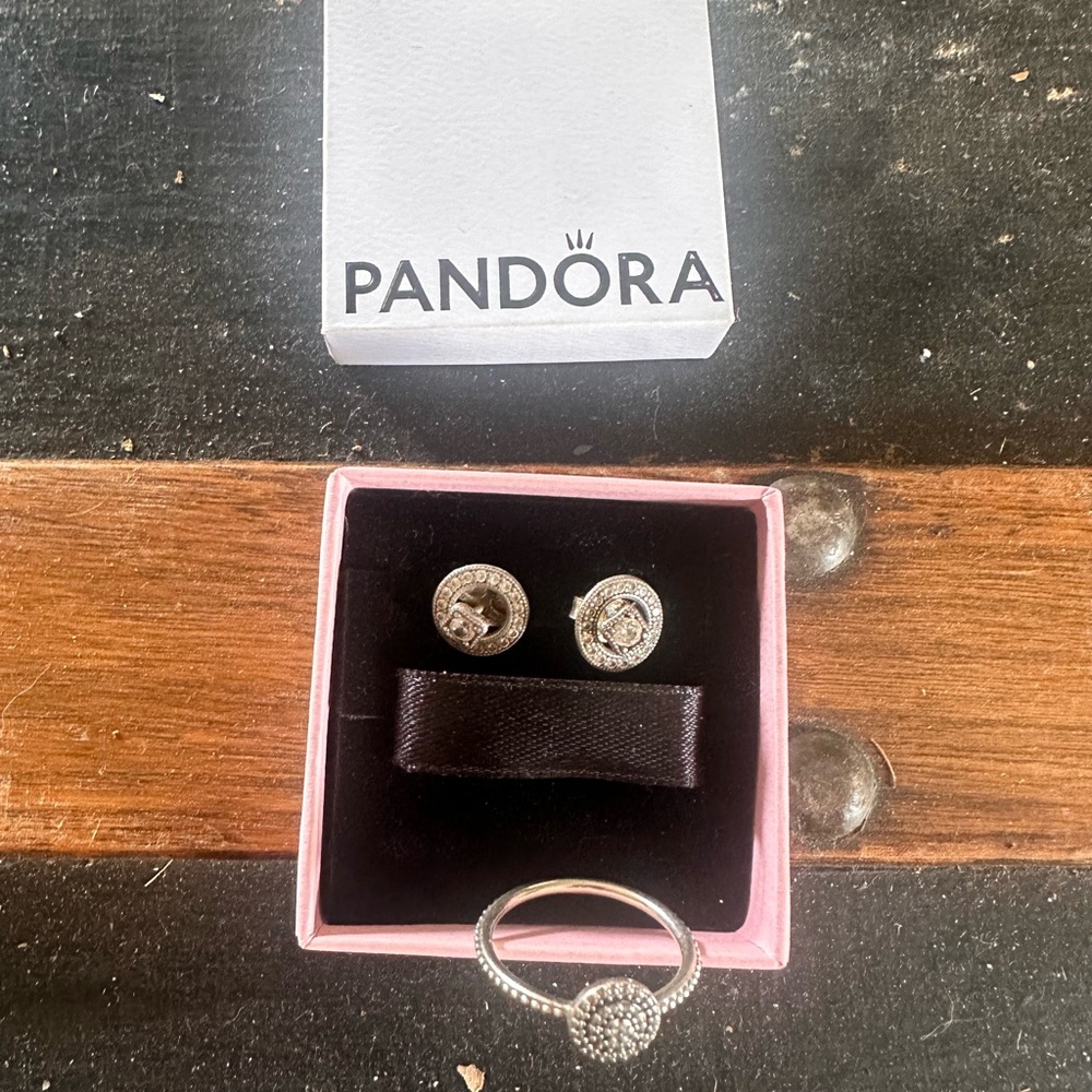 Pandora Silver Earrings and Ring Set